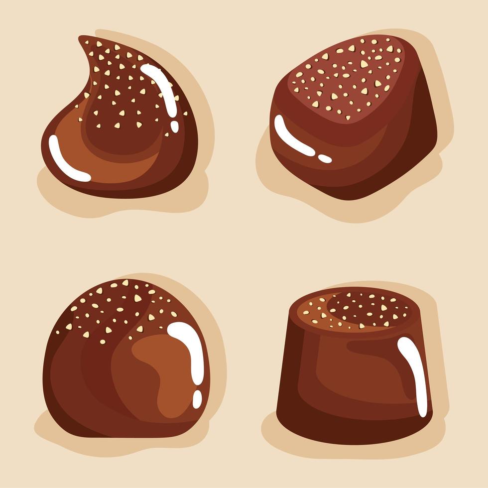 chocolaatjes vier snoepjes vector