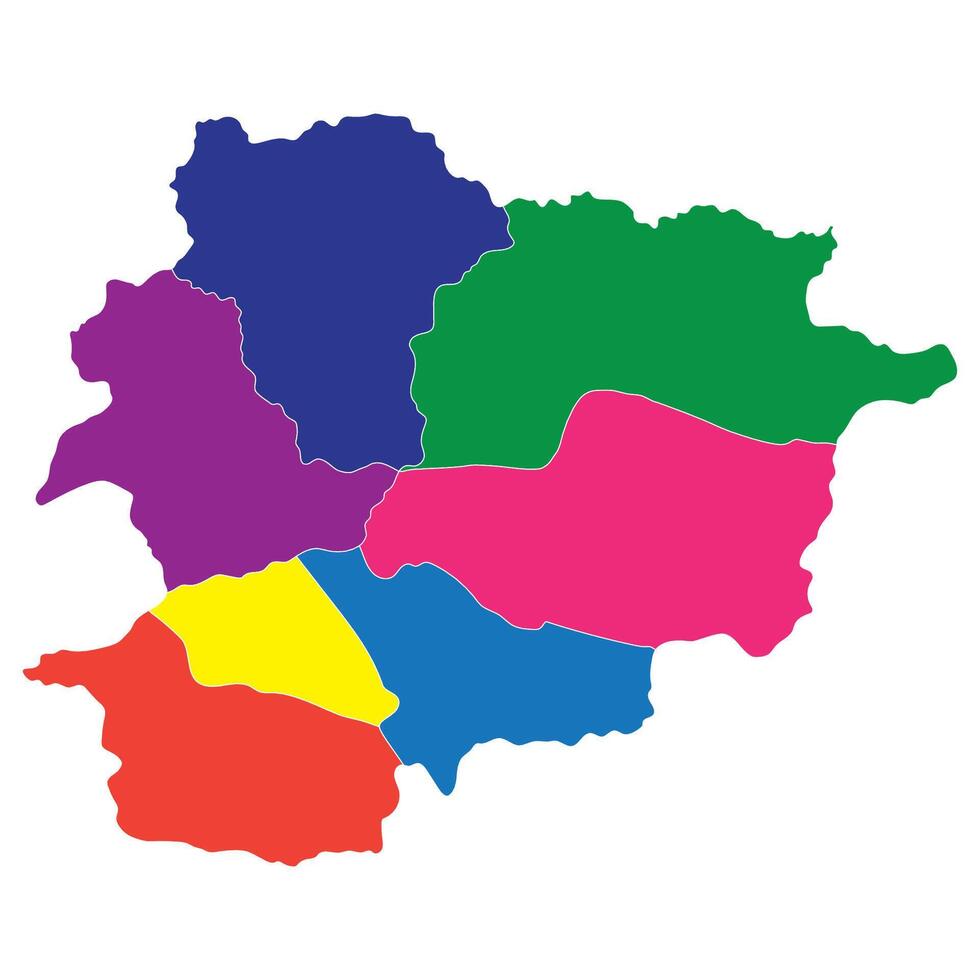 Andorra kaart. kaart van Andorra in administratief provincies in veelkleurig vector