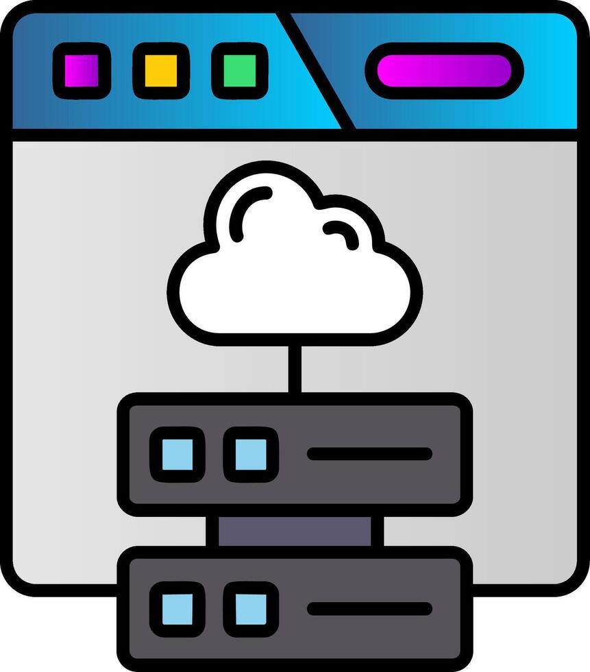 wolk opslagruimte gevulde helling icoon vector