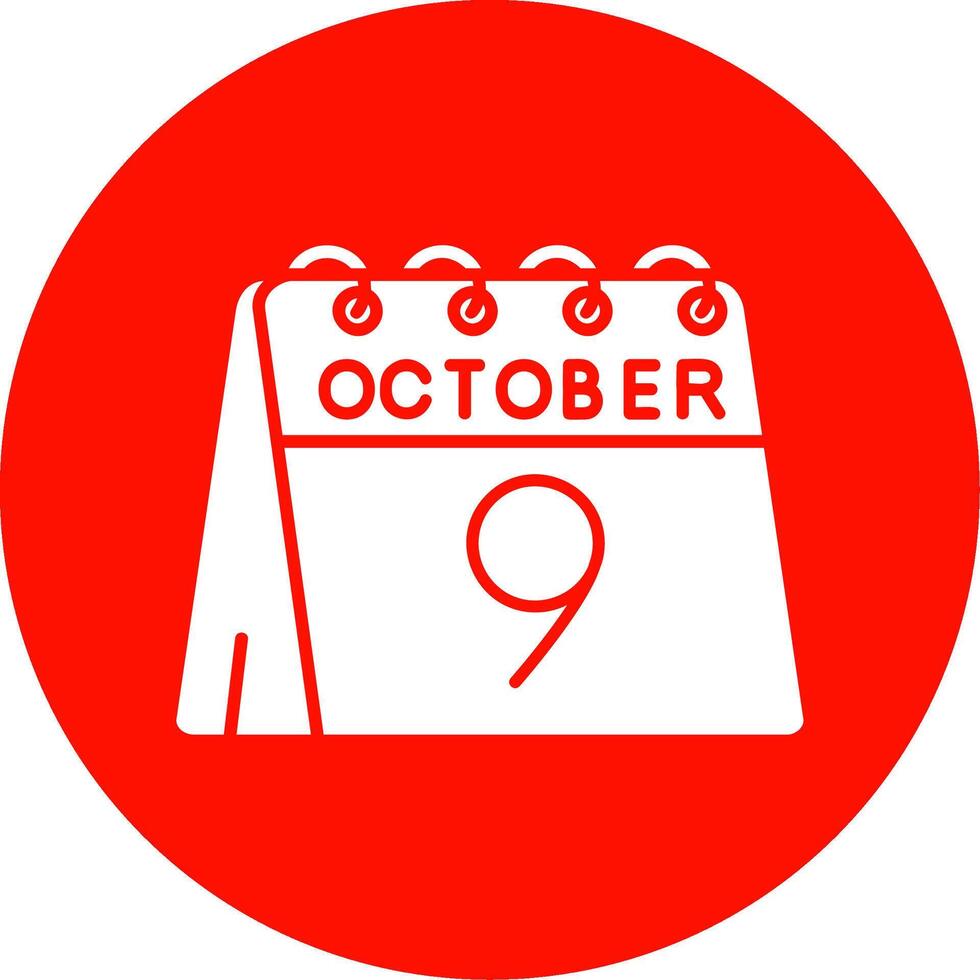 9e van oktober glyph cirkel veelkleurig icoon vector