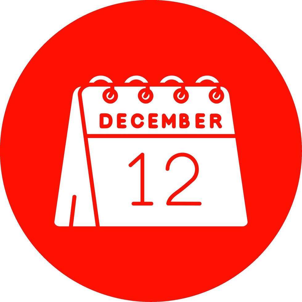 12e van december glyph cirkel veelkleurig icoon vector