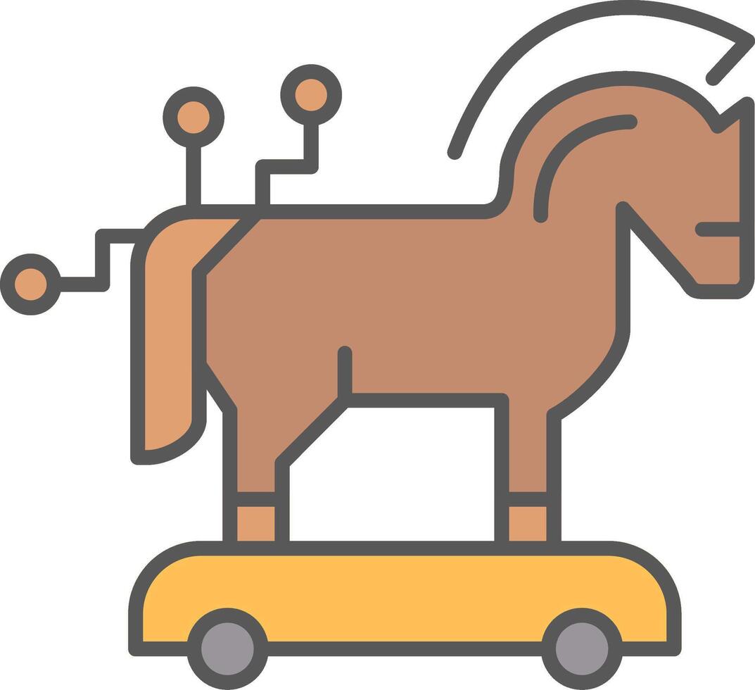 trojan paard lijn gevulde licht icoon vector