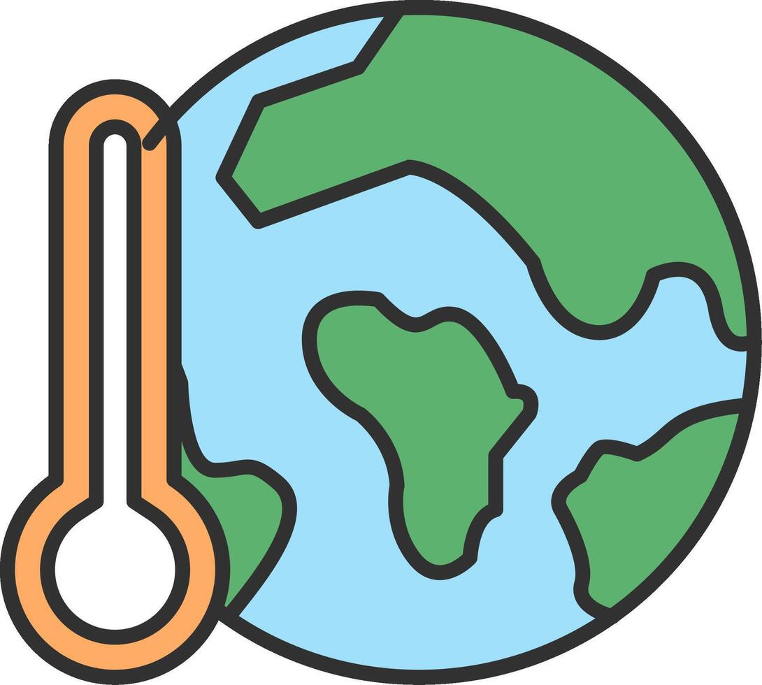 globaal opwarming lijn gevulde licht icoon vector