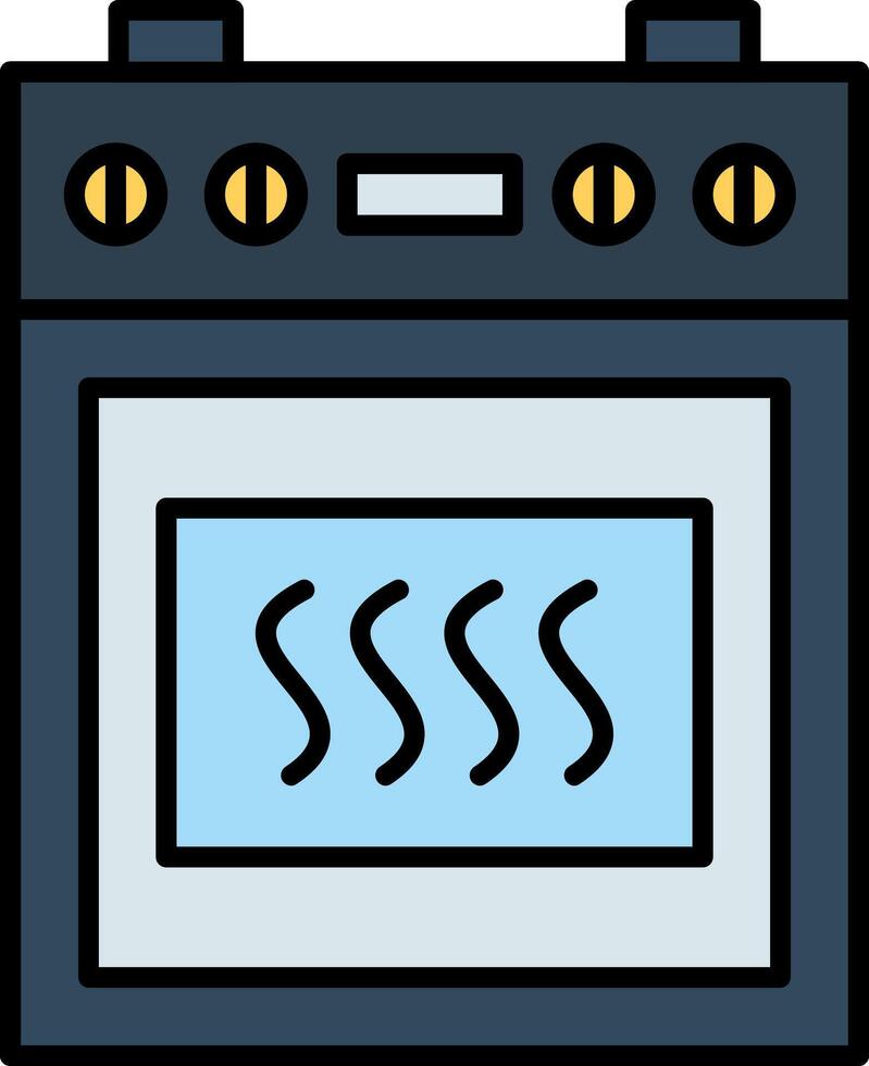 Koken fornuis lijn gevulde licht icoon vector