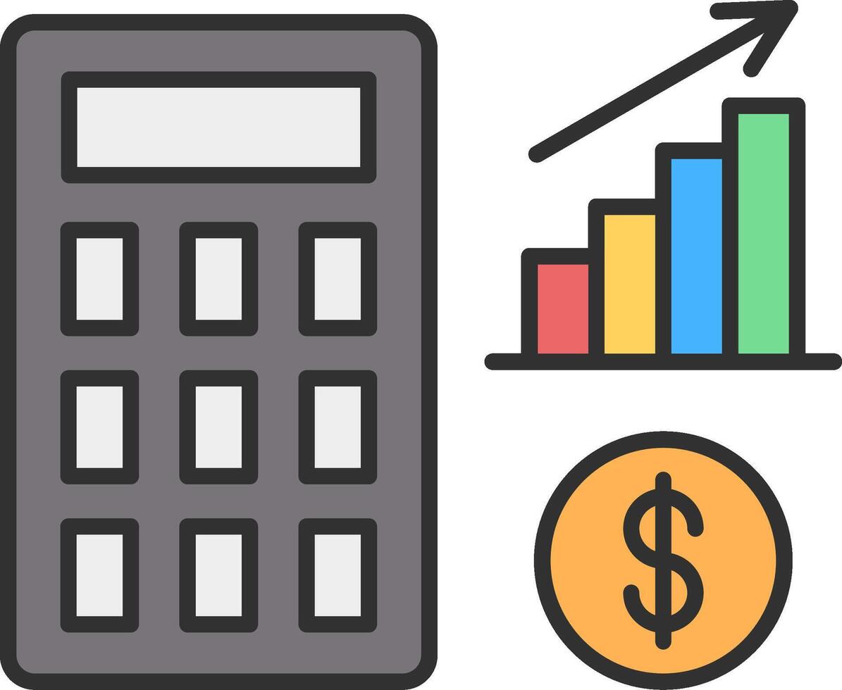 accounting lijn gevulde licht icoon vector