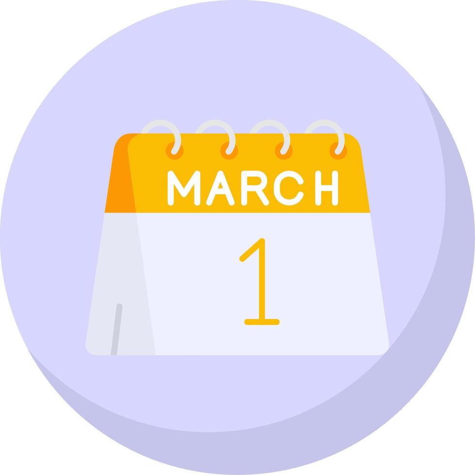 1e van maart glyph vlak bubbel icoon vector