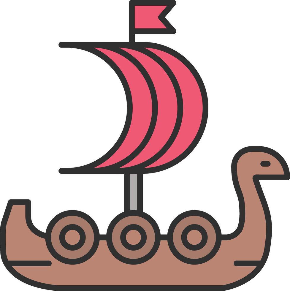 viking schip lijn gevulde licht icoon vector