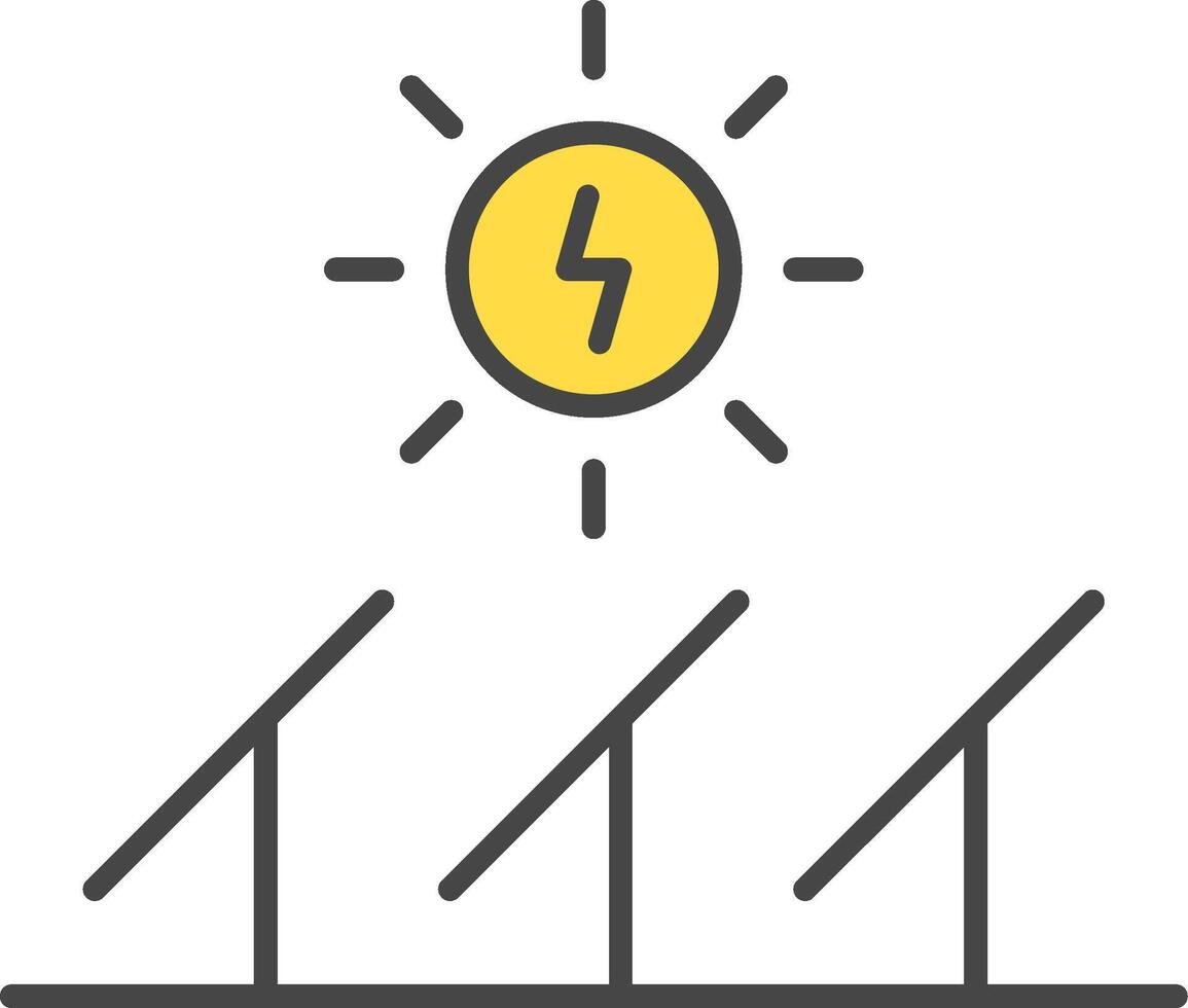 zonne- energie lijn gevulde licht icoon vector