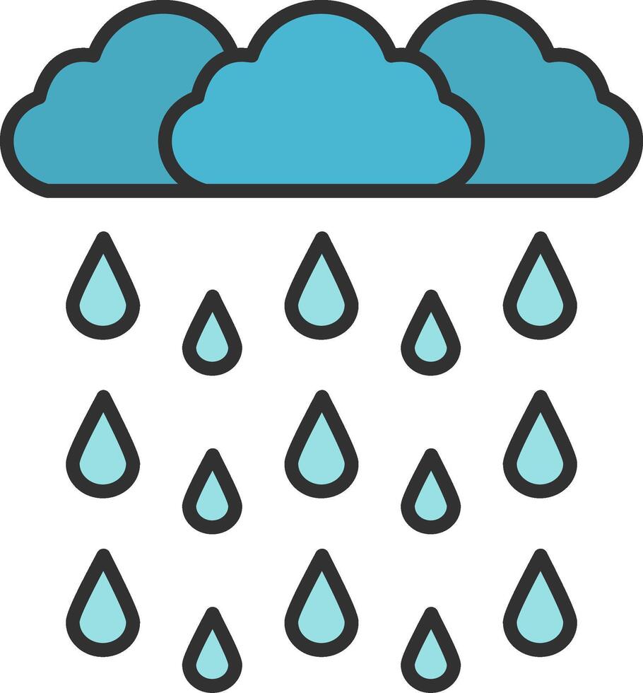 zwaar regen lijn gevulde licht icoon vector