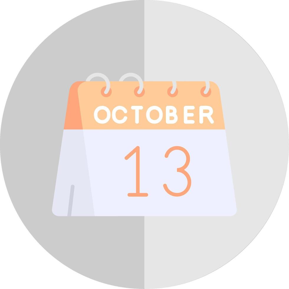 13e van oktober vlak schaal icoon vector