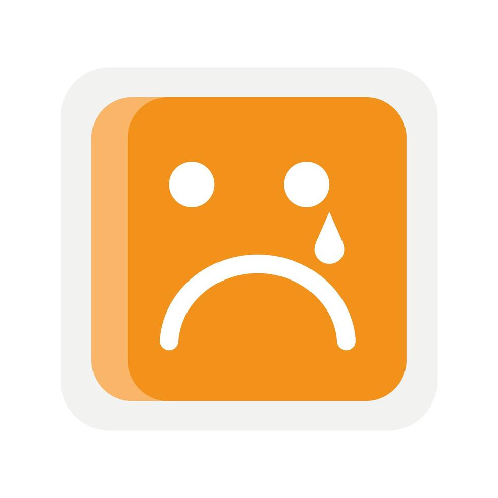 oranje emoji vierkant huilend gezicht icoon vector