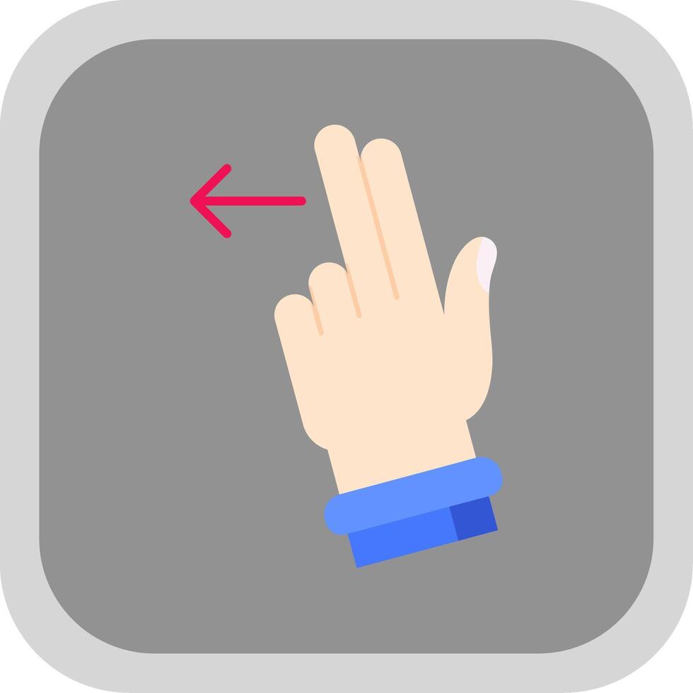 twee vingers links vlak ronde hoek icoon vector