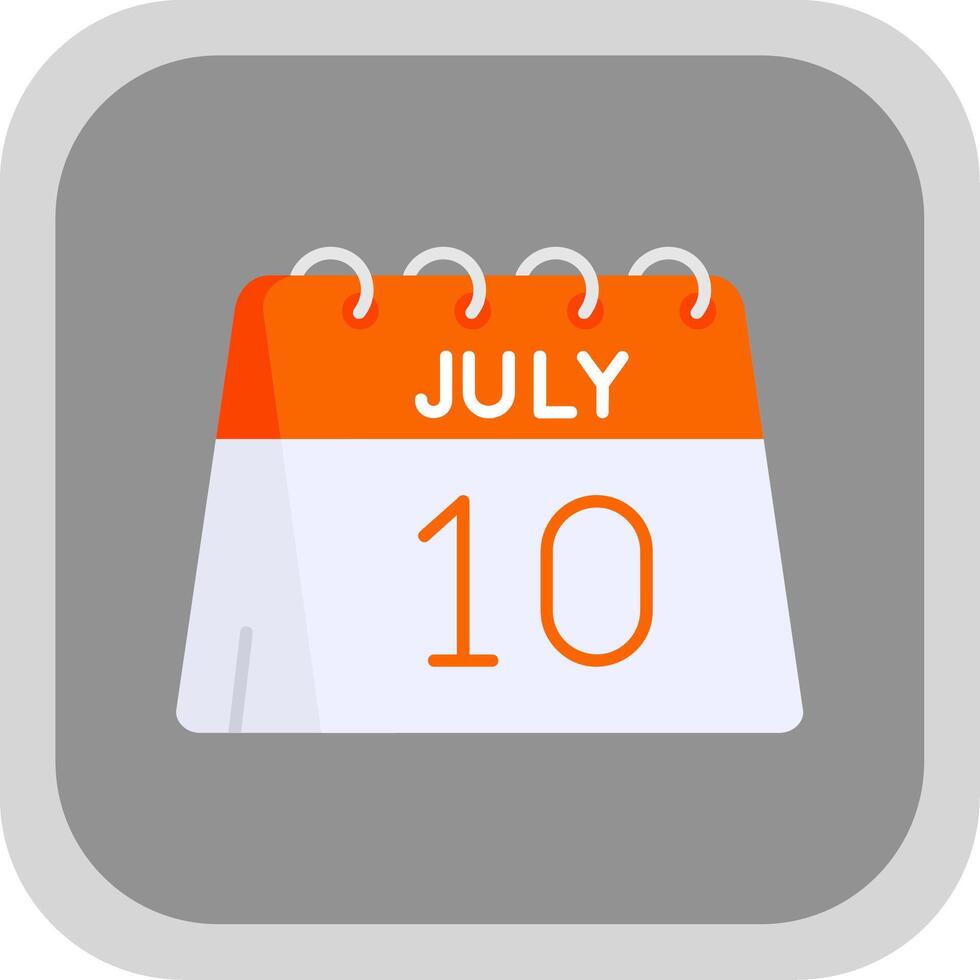 10e van juli vlak ronde hoek icoon vector