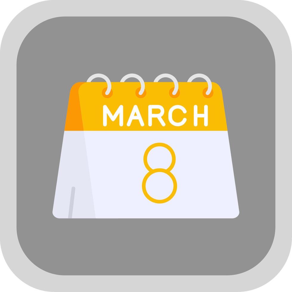 8e van maart vlak ronde hoek icoon vector