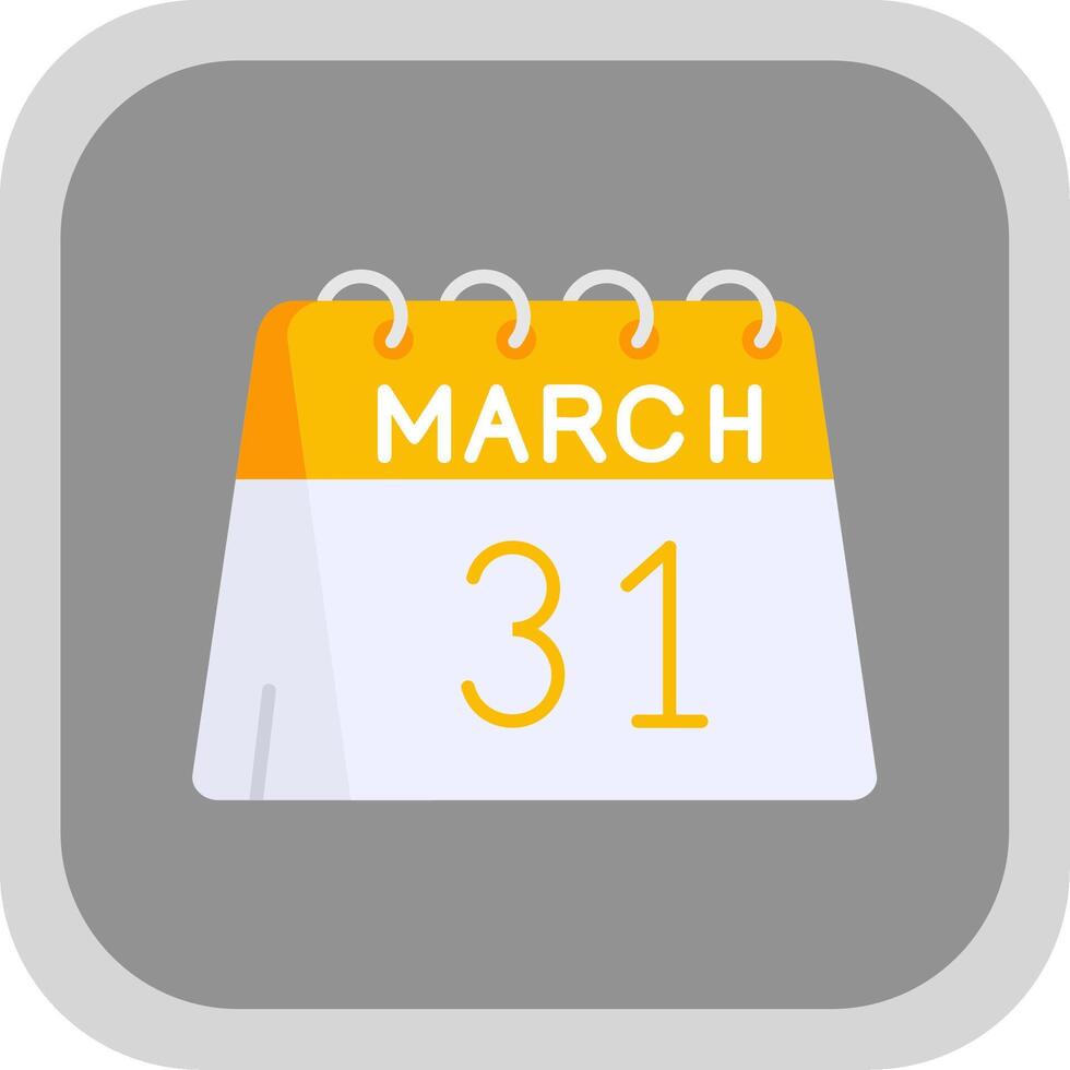 31e van maart vlak ronde hoek icoon vector