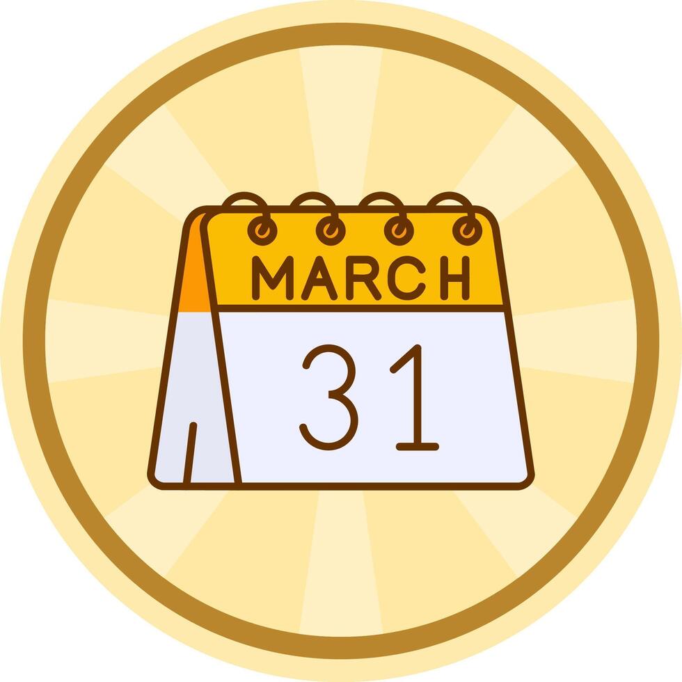 31e van maart grappig cirkel icoon vector