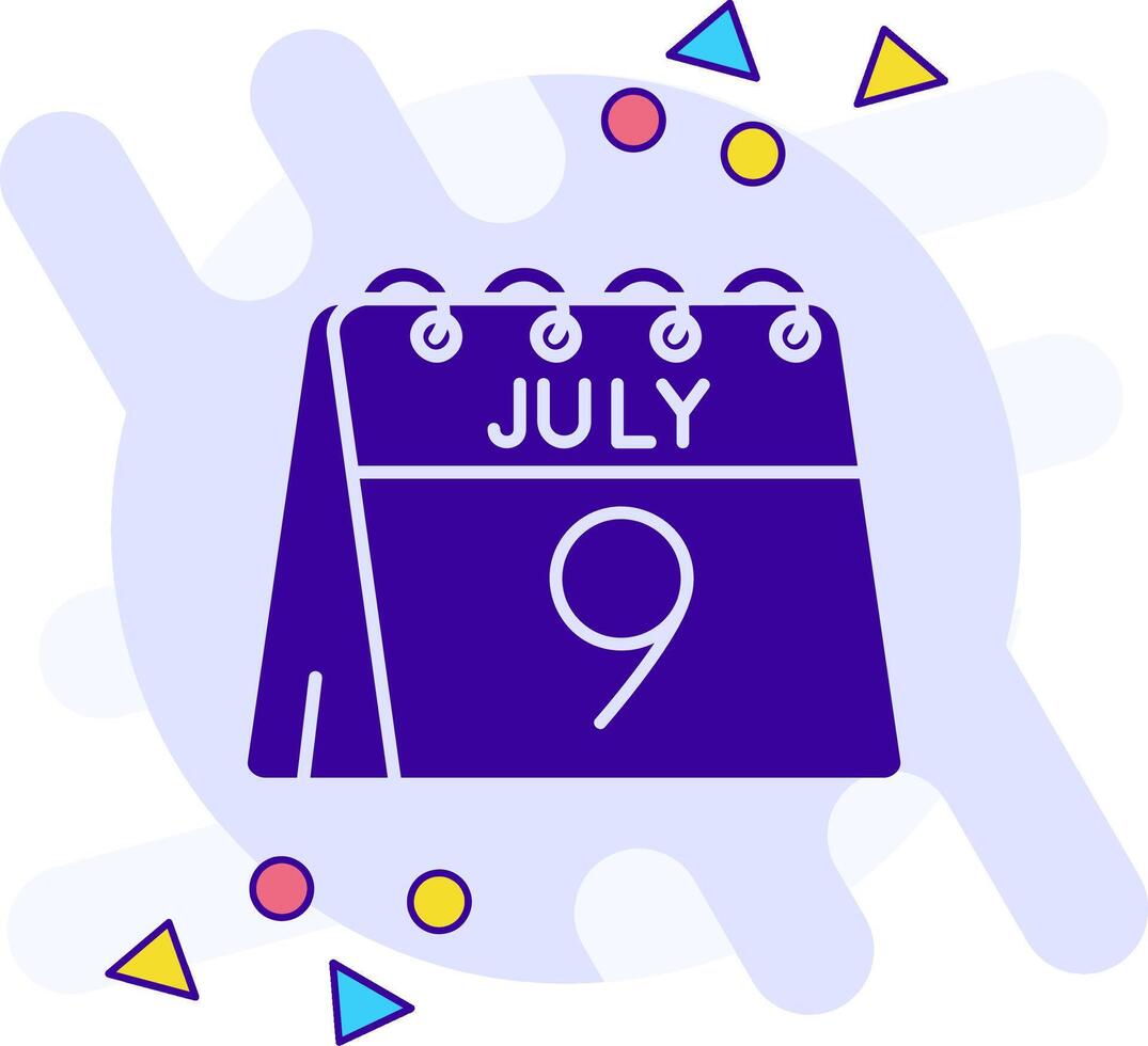 9e van juli vrije stijl solide icoon vector