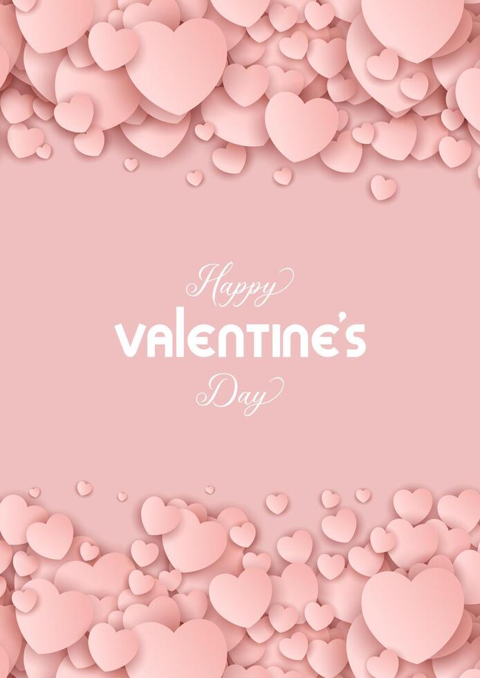 gelukkig valentijnsdag dag achtergrond met roze harten ontwerp vector