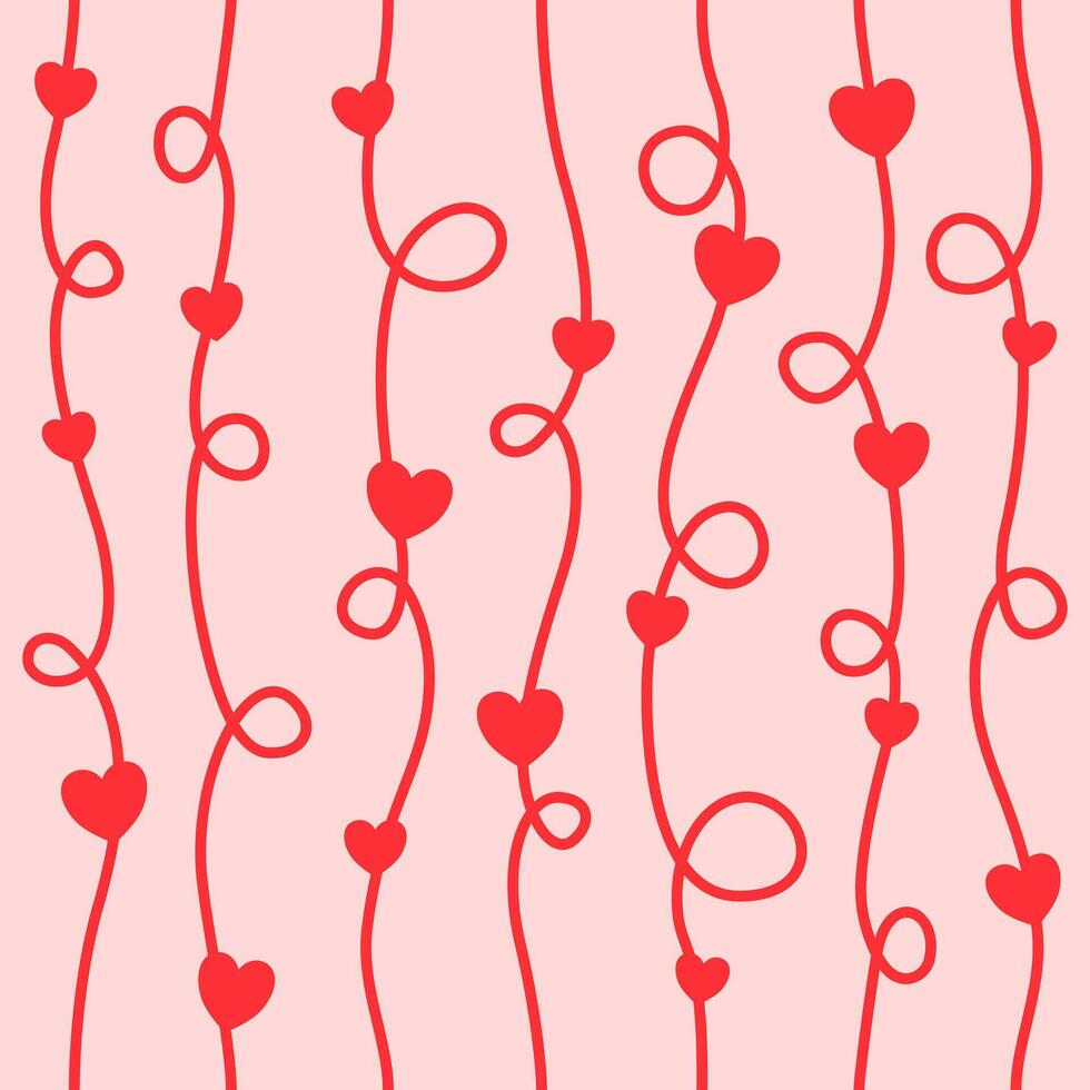 lijn met harten naadloos patroon. abstract kunst afdrukken. ontwerp voor papier, dekt, kaarten, stoffen, interieur items en elk. vector illustratie over liefde valentijn.