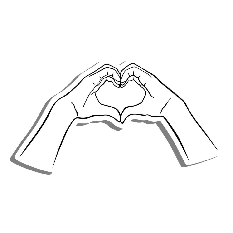 twee handen houding maken een symbolisch gebaar hart vorm geven aan. vector illustratie element.