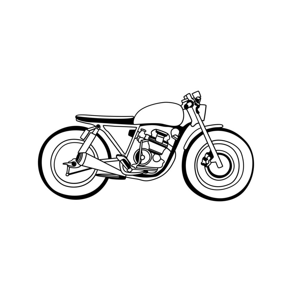 caferacer motorfiets lijn kunst vector