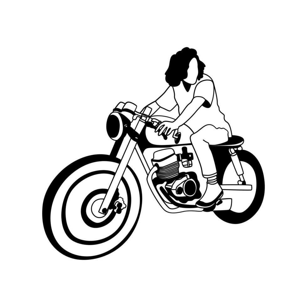 caferacer motorfiets lijn kunst vector