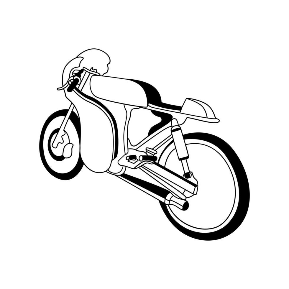 caferacer motorfiets lijn kunst vector