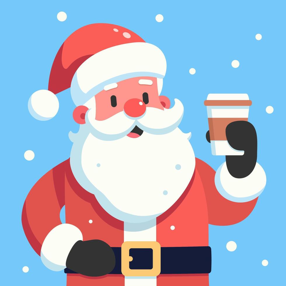 de kerstman drinken een heet drankje. vector Kerstmis illustratie