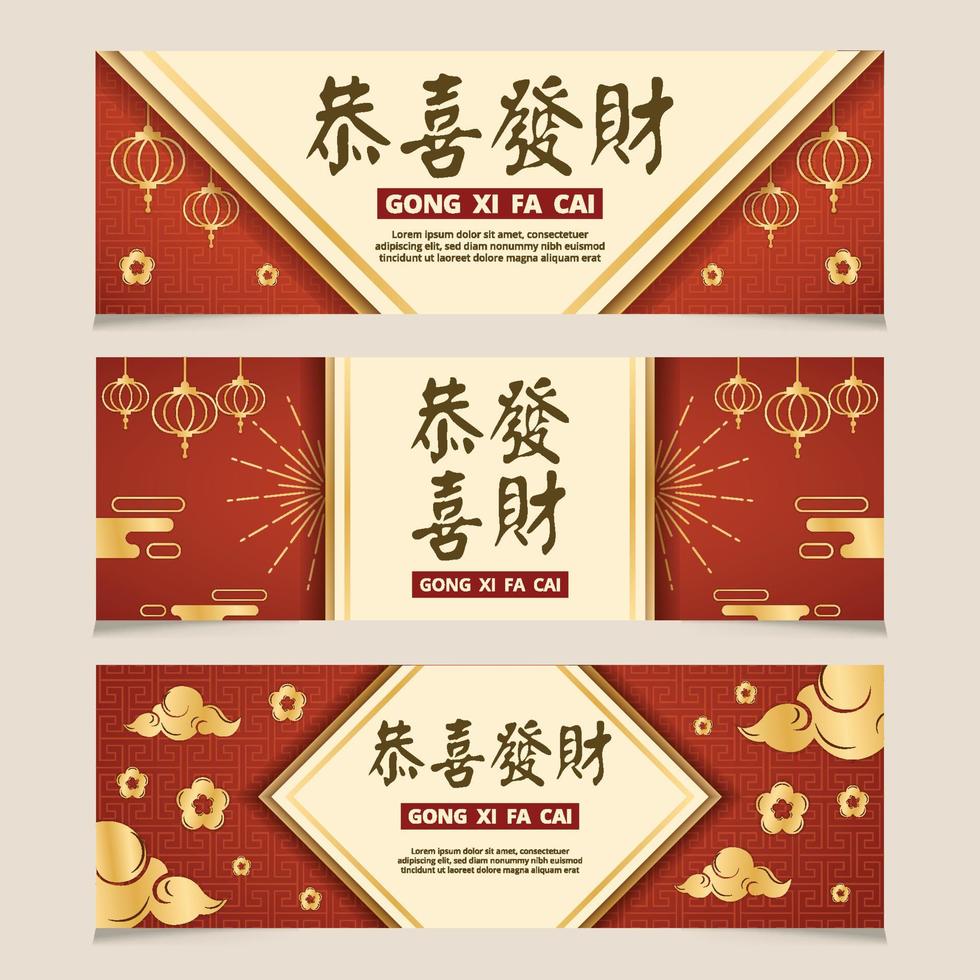 elegante gradiënt gong xi fa cai banner collectie vector