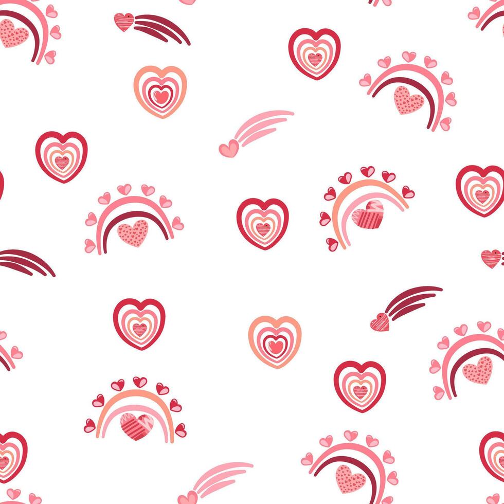 schattig hand- getrokken Valentijn hart naadloos patroon, schattig romantisch achtergrond voor Valentijnsdag dag, moeder dag, textiel, behang, teken. vector ontwerp
