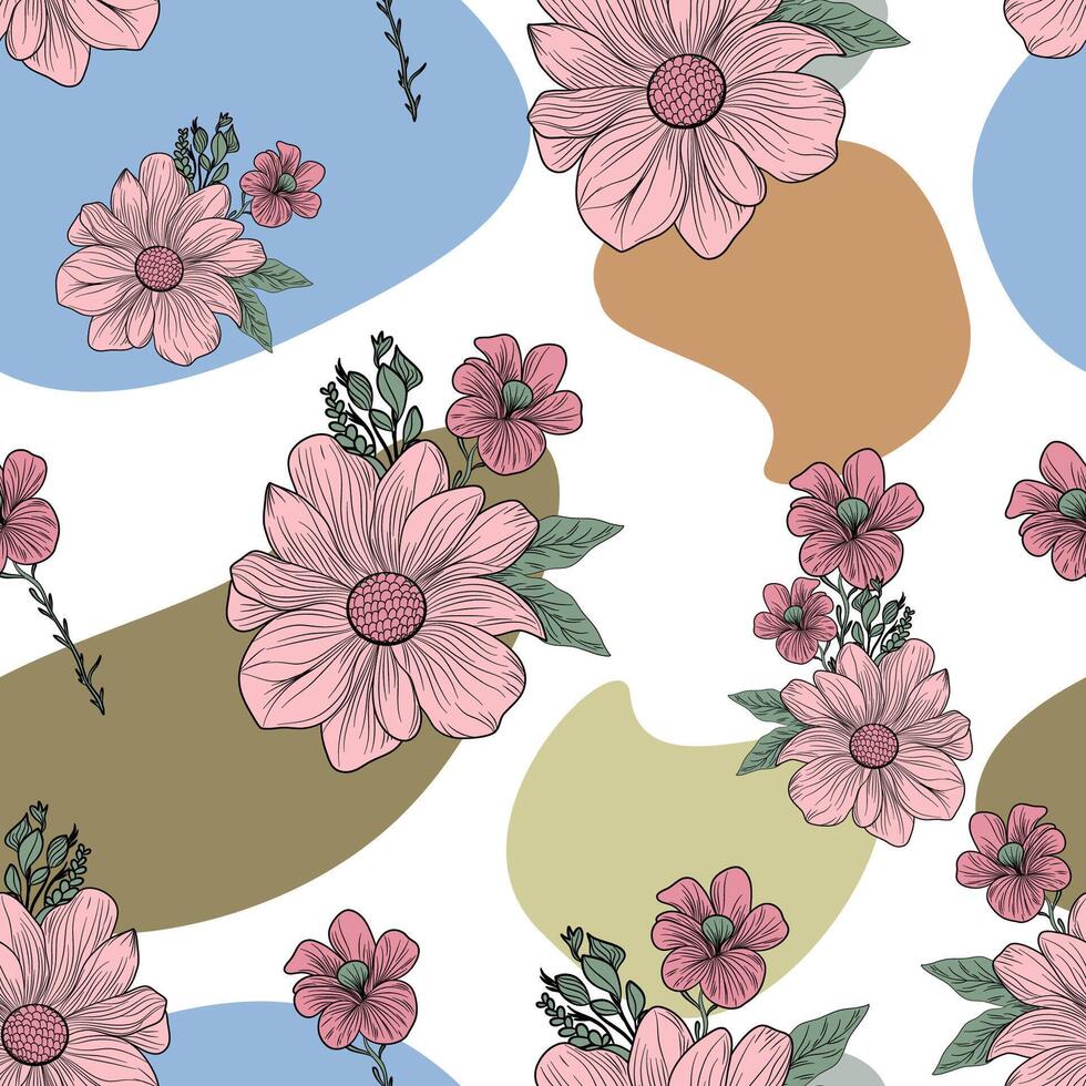 abstract veelkleurig bloeiend bloemen motief arrangement met medium toon, allemaal over- vector ontwerp met achtergrond illustratie digitaal beeld voor omhulsel papier of textiel het drukken