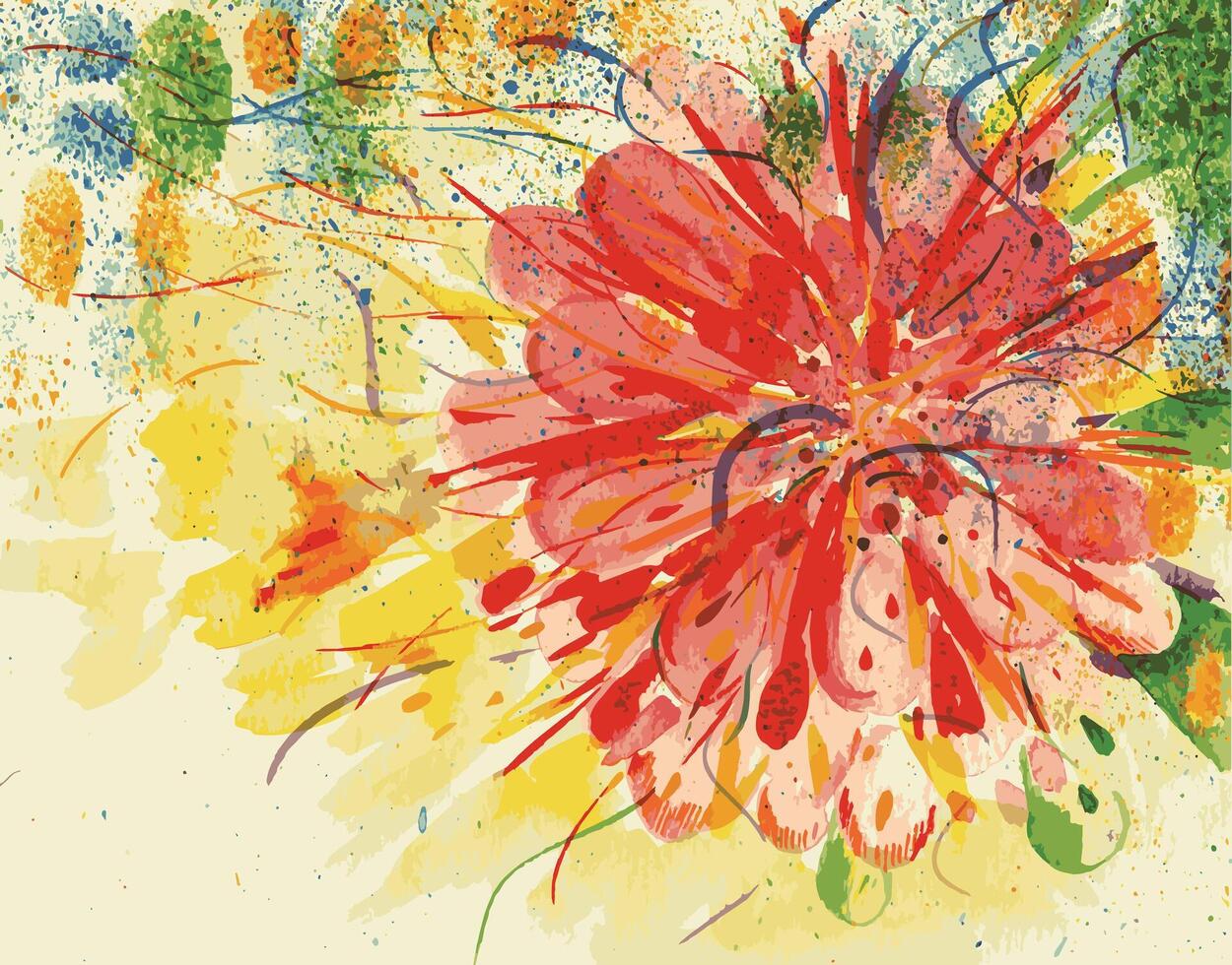 abstract bloem kunst achtergrond ontwerp door hand- waterverf schilderij Aan papier. vector