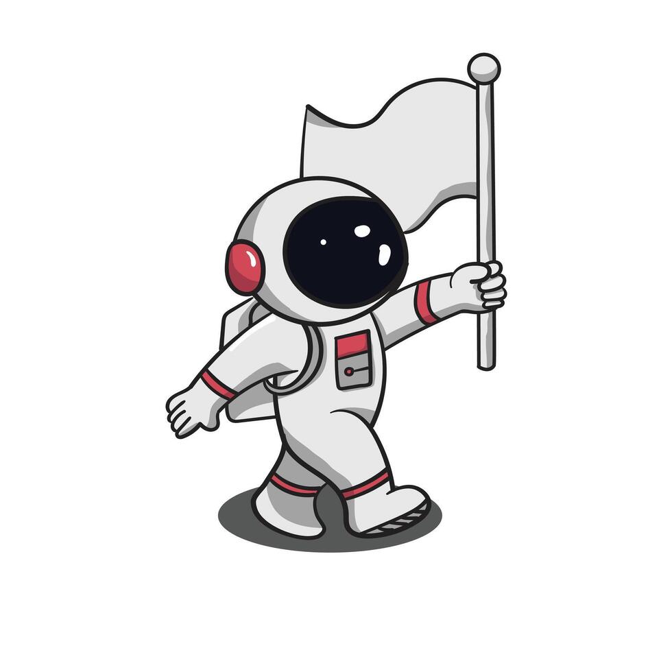 schattig astronaut Holding vlag ,ruimte icoon concept geïsoleerd premie vector. vlak tekenfilm stijl vector