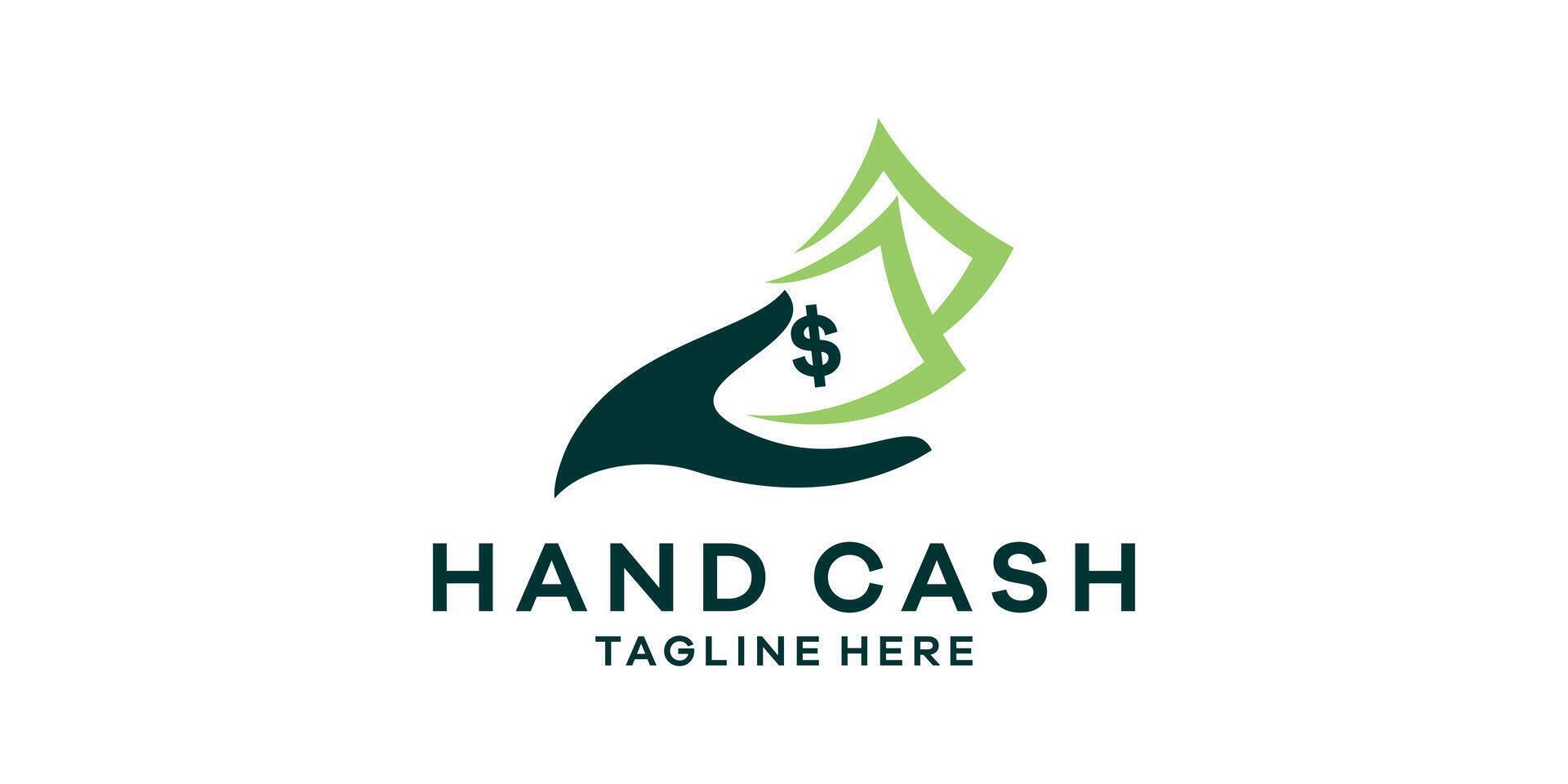 logo ontwerp combinatie van hand- met geld, logo ontwerp sjabloon symbool idee. vector