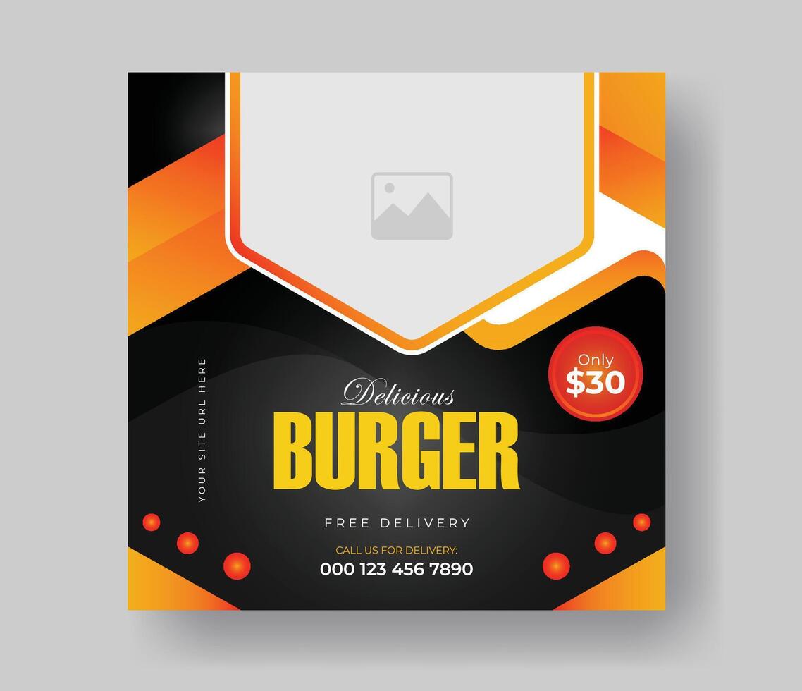 hamburger voedsel post online reclame Promotie banier bedrijf vector lay-out ontwerp met kleurrijk helling vorm en element.