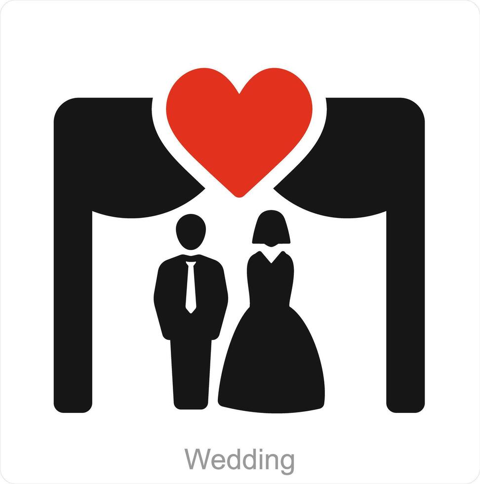 bruiloft en bruid icoon concept vector