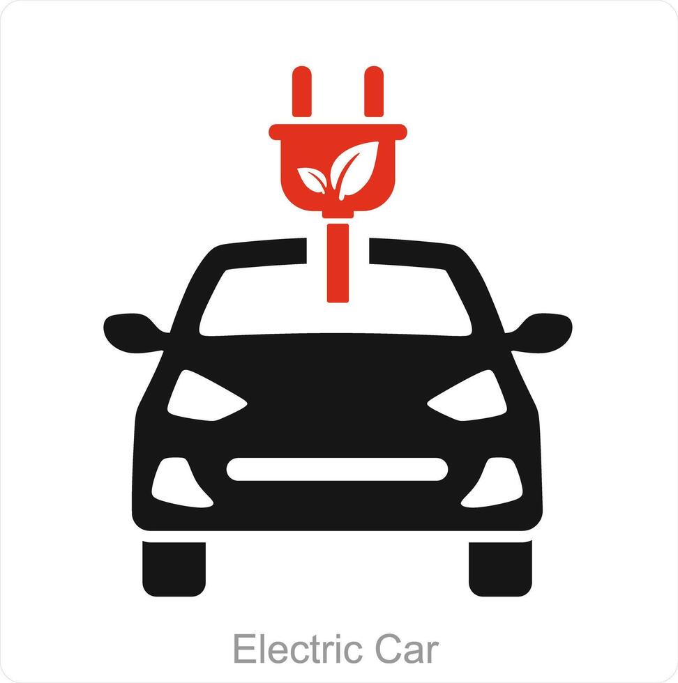 elektrisch auto en elektrisch icoon concept vector