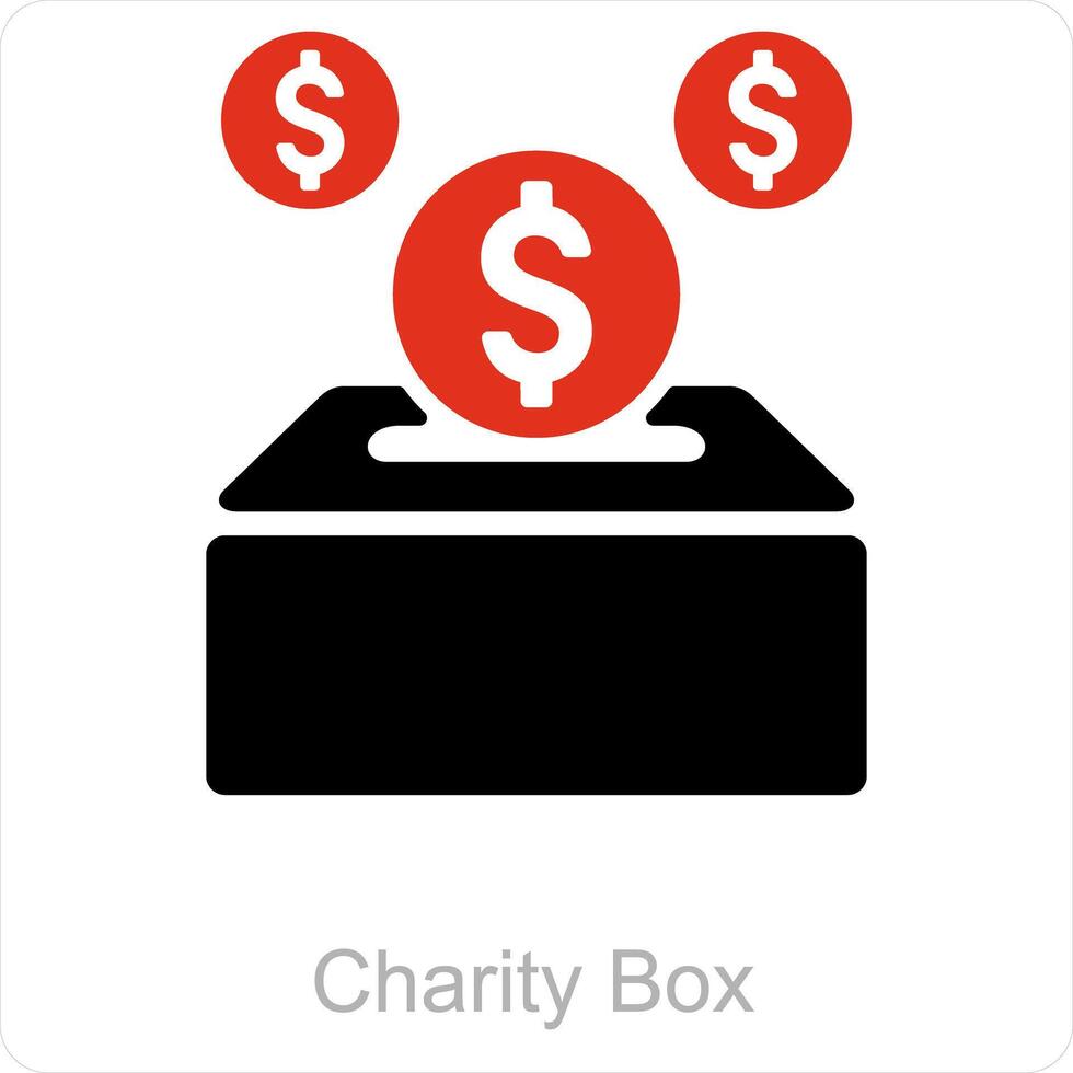 liefdadigheid doos en contant geld icoon concept vector