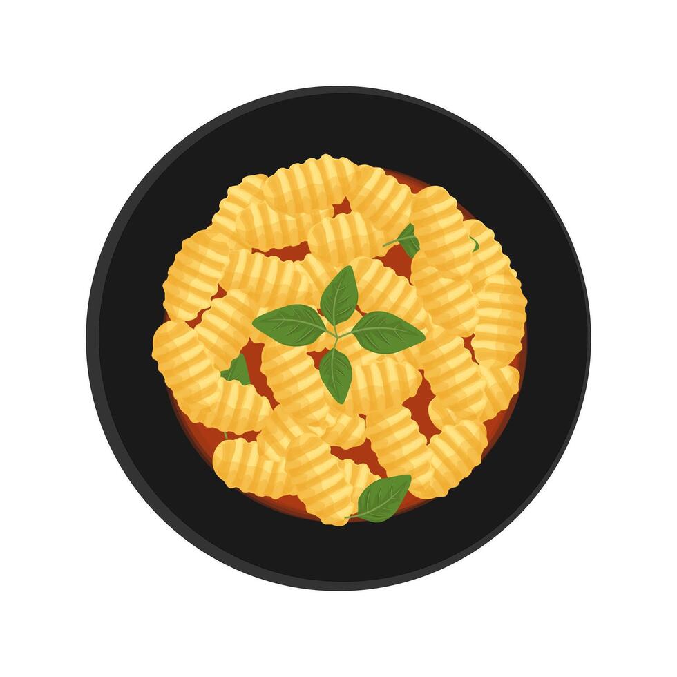 Italiaans gnocchi vector illustratie logo top visie