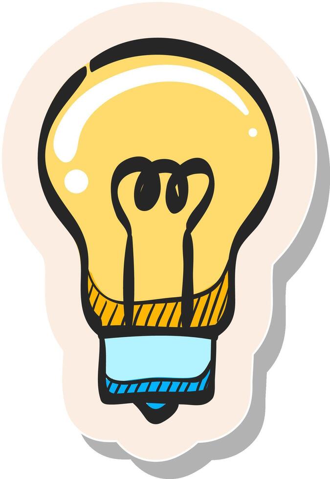 hand- getrokken licht lamp icoon in sticker stijl vector illustratie