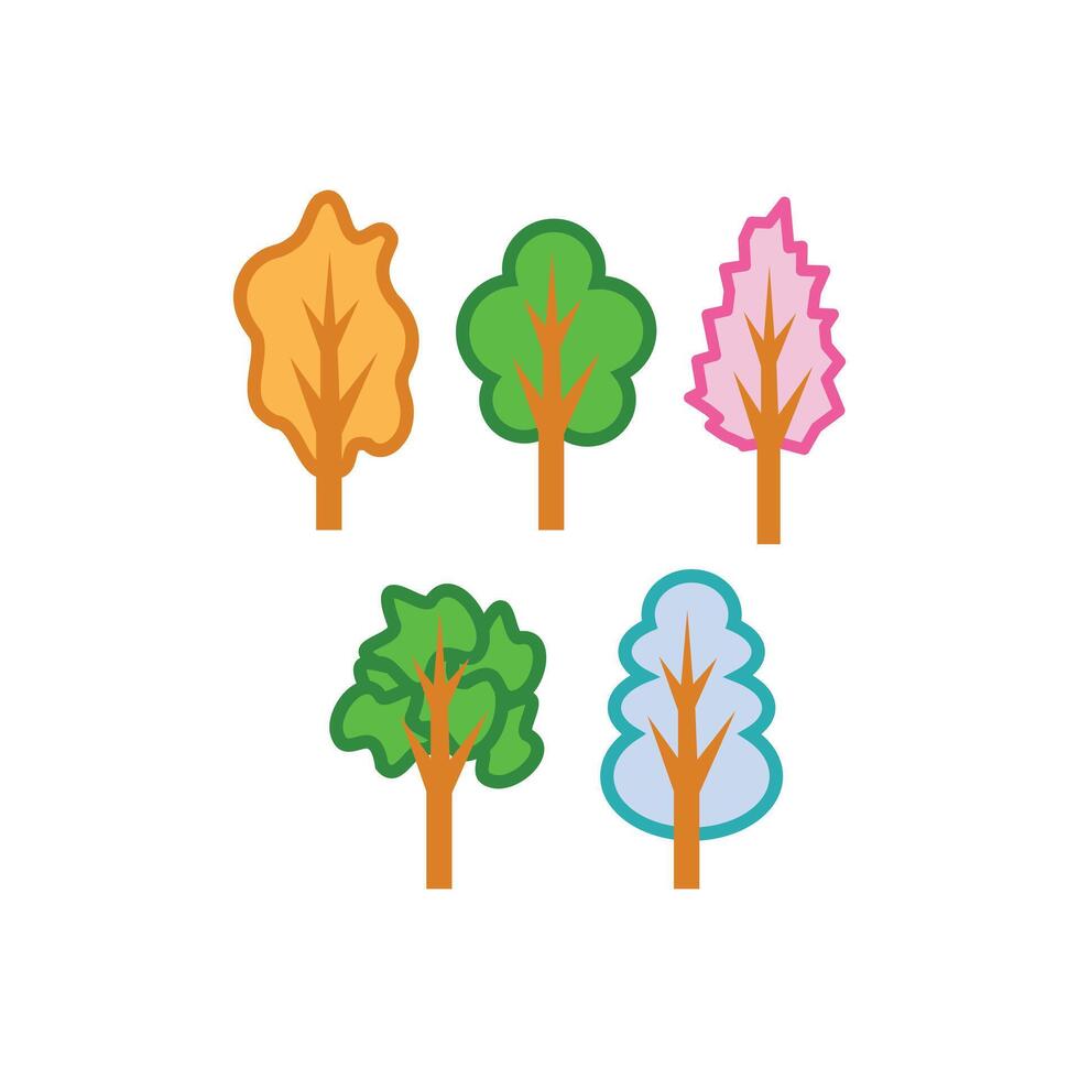 reeks van bomen. vector illustratie in vlak stijl. geïsoleerd Aan wit achtergrond. natuur element ontwerp