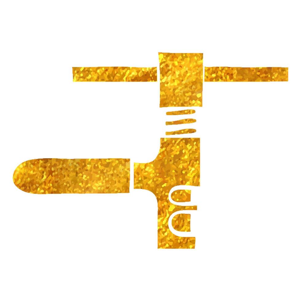 hand- getrokken keten icoon in goud folie structuur vector illustratie