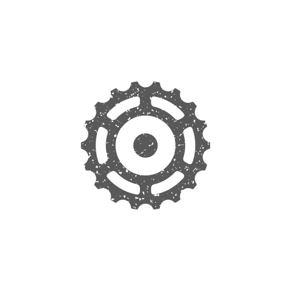 tandwiel icoon in grunge structuur vector illustratie