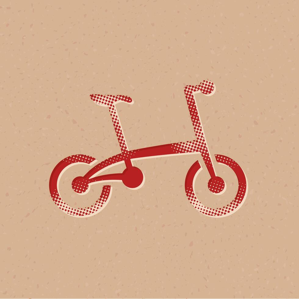 fiets halftone stijl icoon met grunge achtergrond vector illustratie