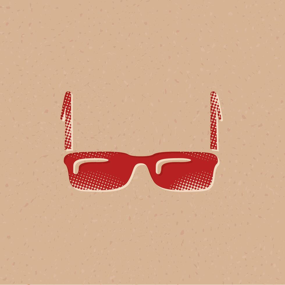 bril halftone stijl icoon met grunge achtergrond vector illustratie