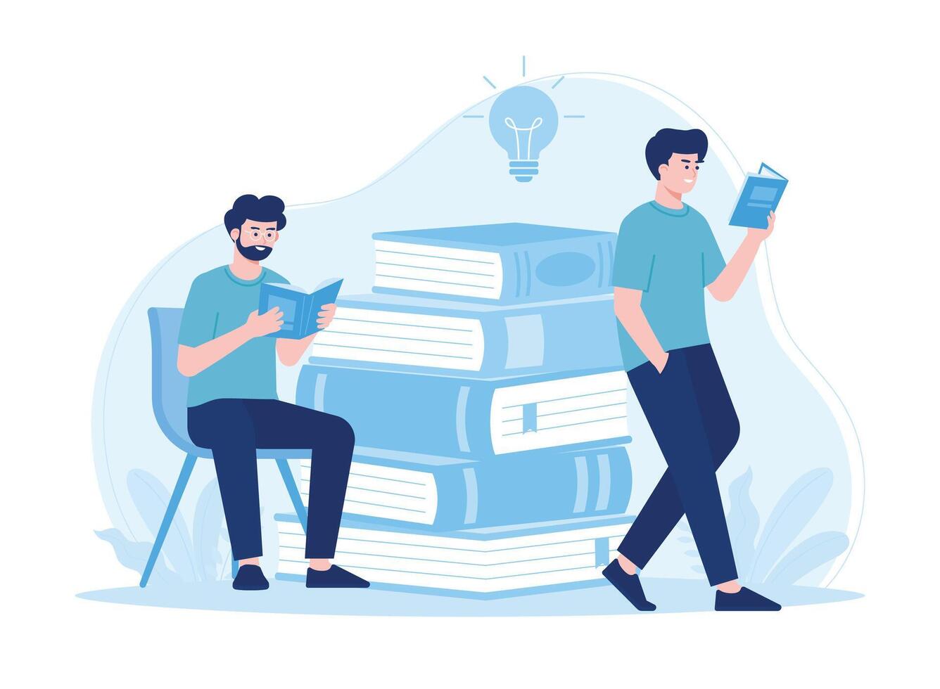 twee mensen lezing boeken zijn lezing boeken concept vlak illustratie vector