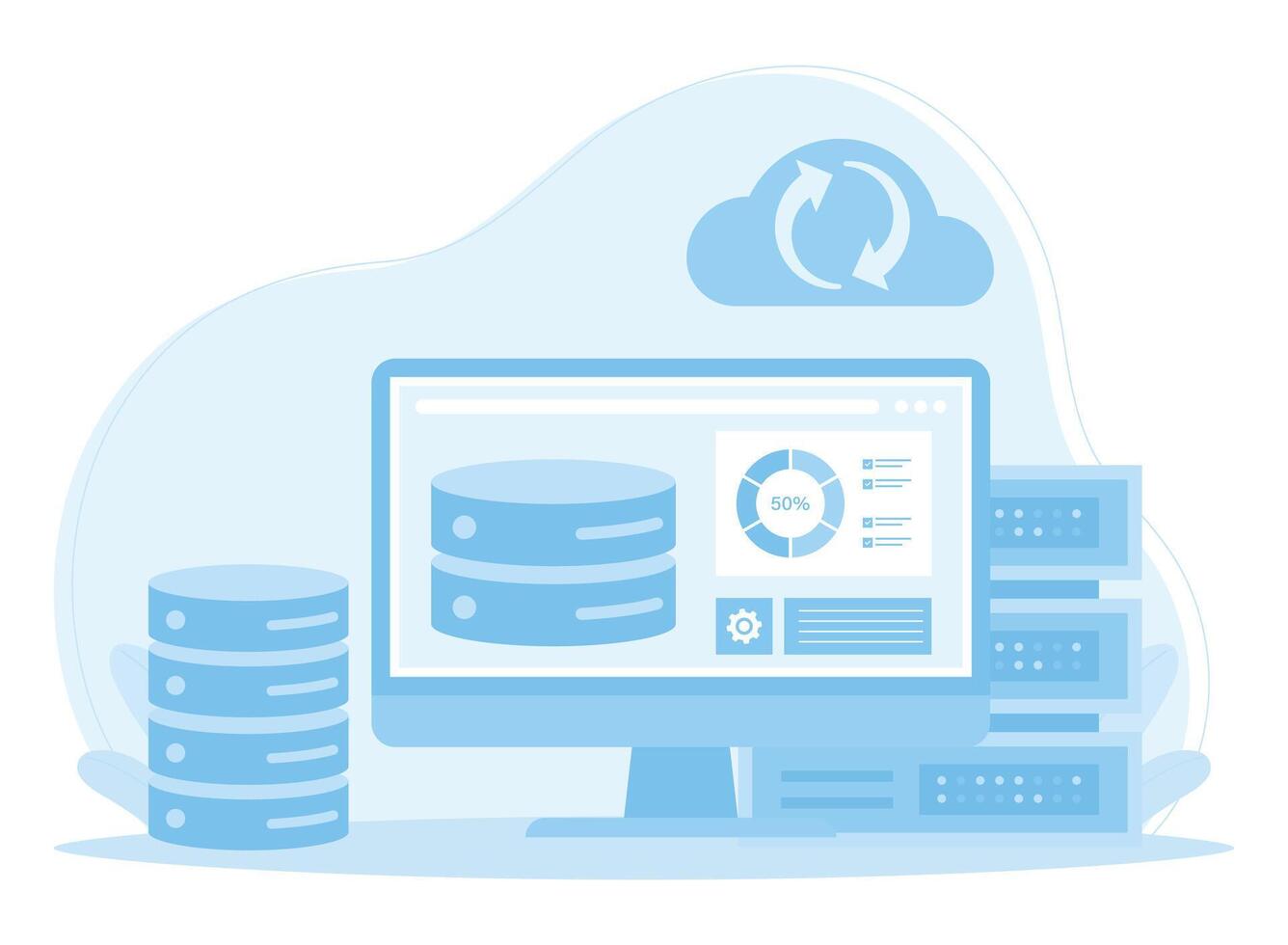 hosting backup en gegevens analyse concept vlak illustratie vector