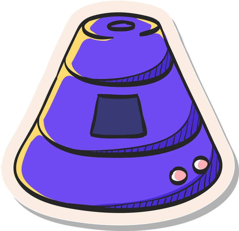 hand- getrokken ruimte capsule icoon in sticker stijl vector illustratie