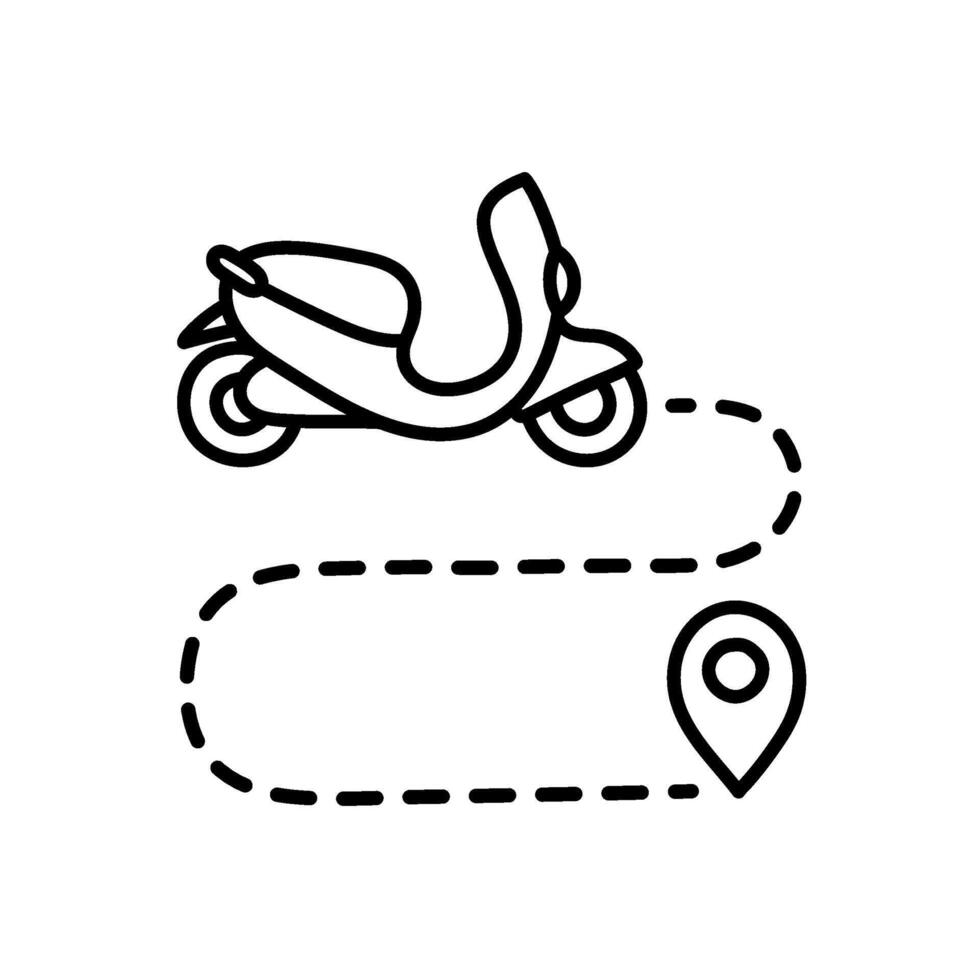 kaart scooter route icoon hand- getrokken vector illustratie