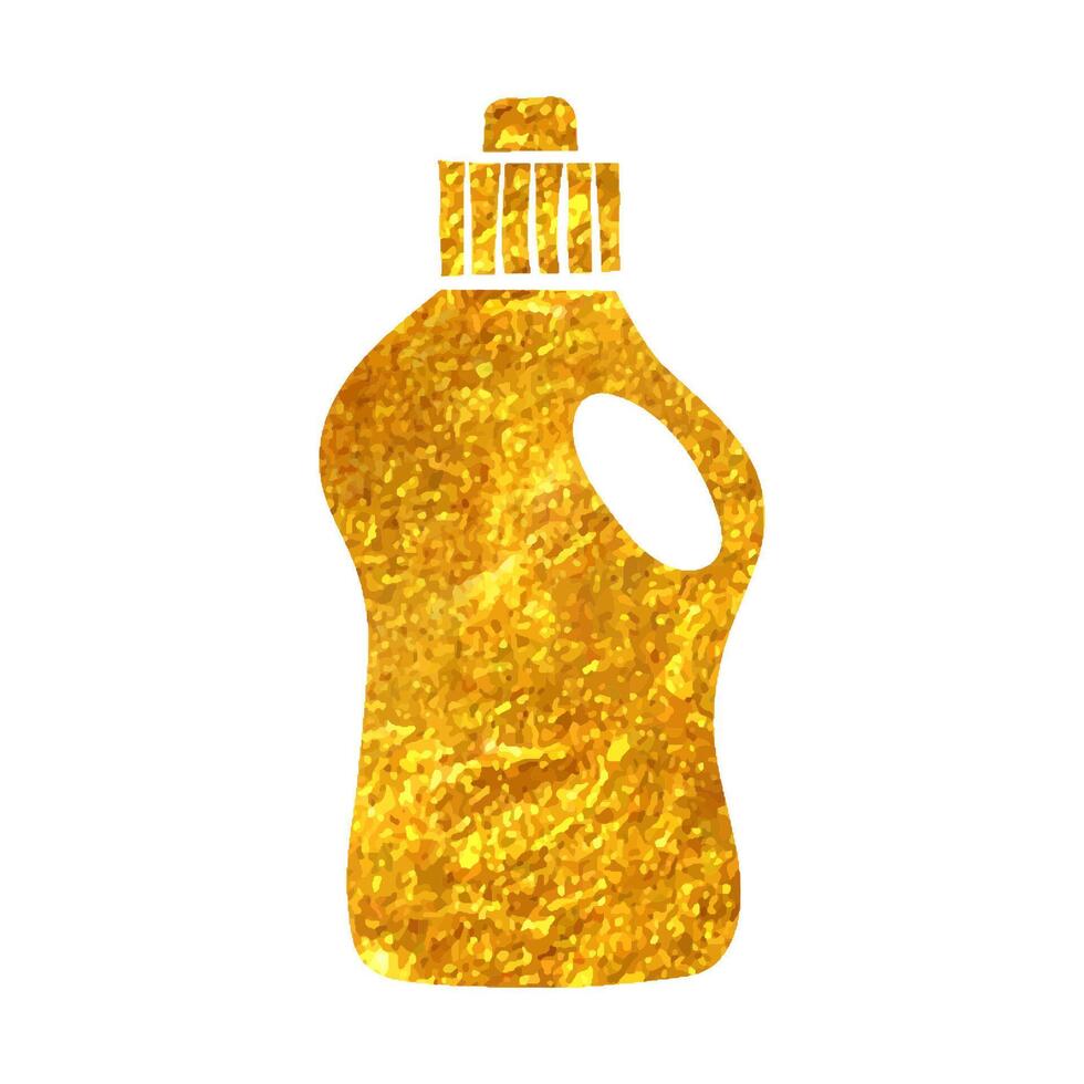 hand- getrokken wasmiddel fles icoon in goud folie structuur vector illustratie